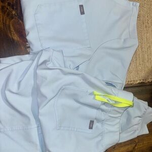Figs Sky Blue Scrub Set with Neon Highlights